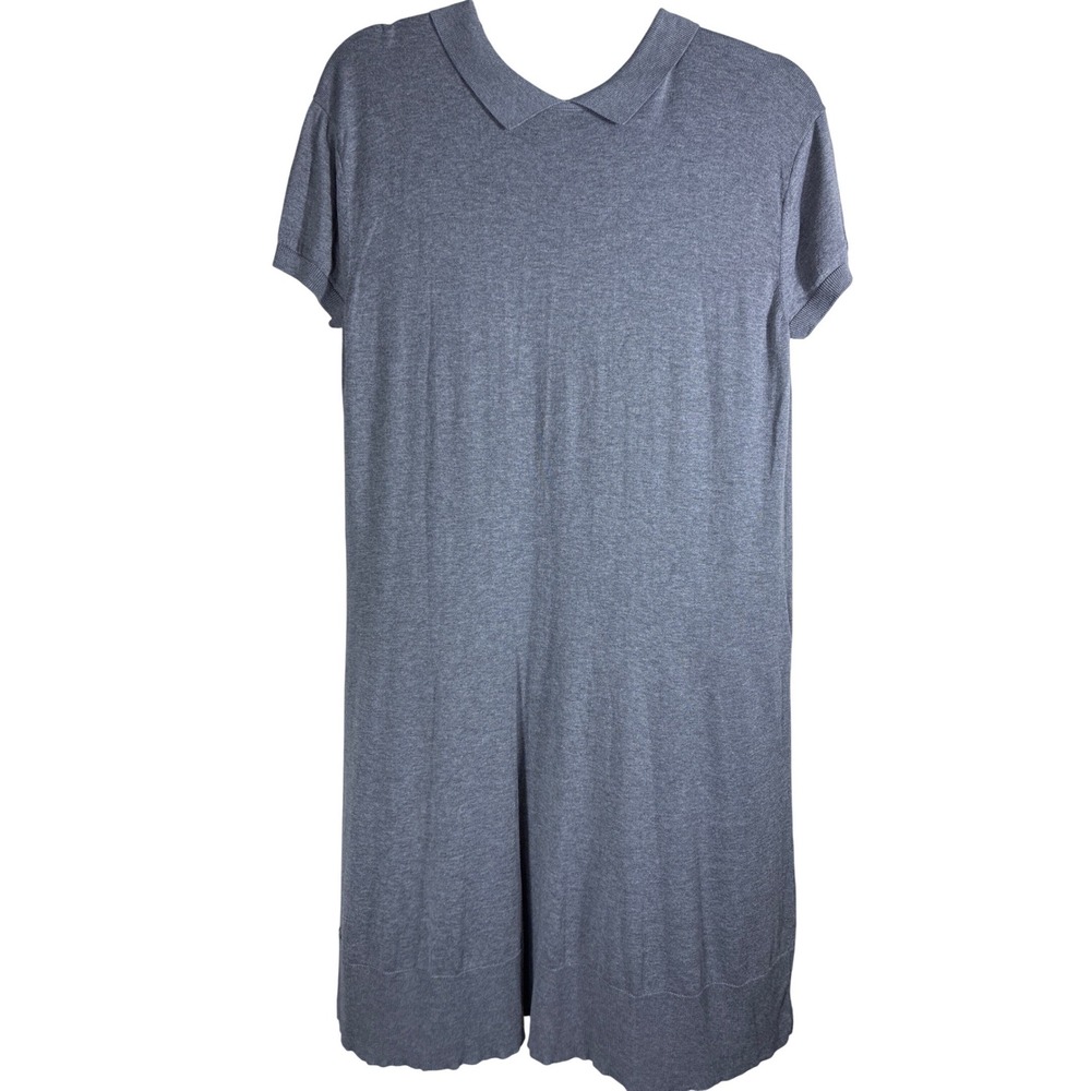Lacoste Cotton Silk Blend Polo Dress Gray Short Sleeve Minimalist Casual Sz 42